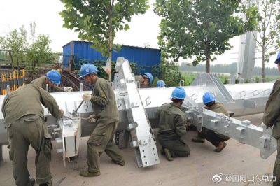 10千伏通達線富強支線新建9號轉(zhuǎn)角鐵塔線路，助力地方經(jīng)濟發(fā)展